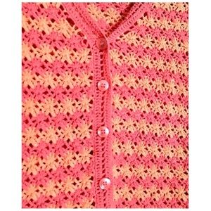 VINTAGE | CROCHET FLORAL Y2K 90s CARDIGAN BARBIECORE COTTAGECORE